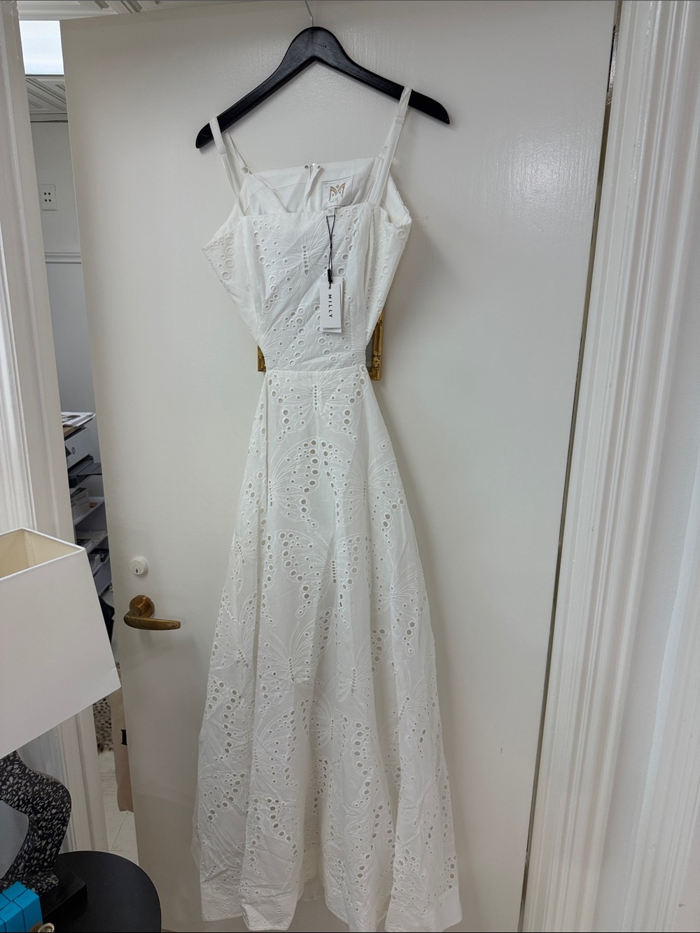 Molly NWT White Butterfly Maxi Dress with Spaghetti Straps